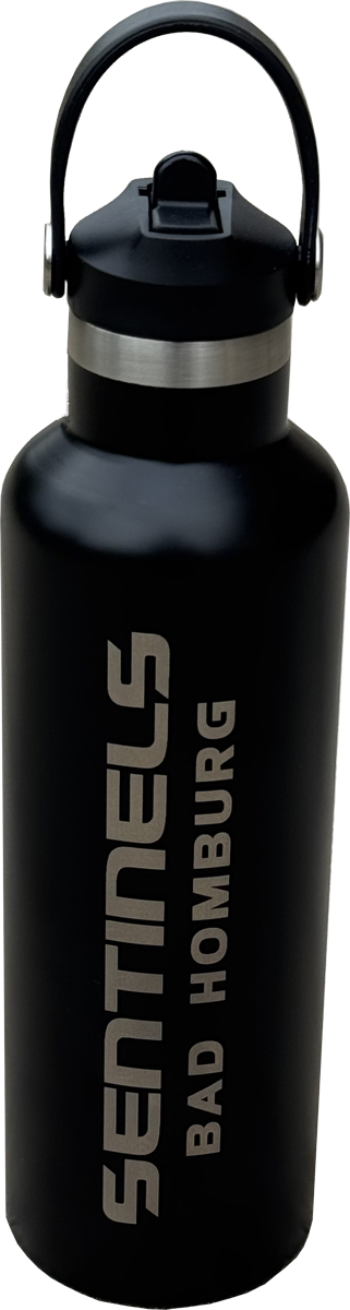 Trinkflasche schwarz mit Gravur